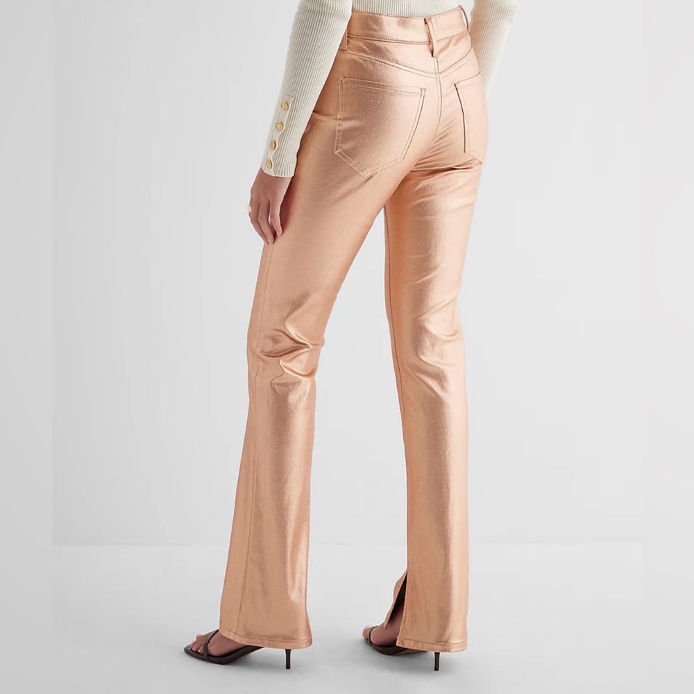 Express High Rise Metallic Rose Gold Jeans - Picture 2 of 9